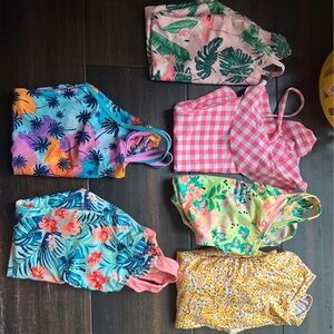 Girls one piece swimsuits medium tropical floral